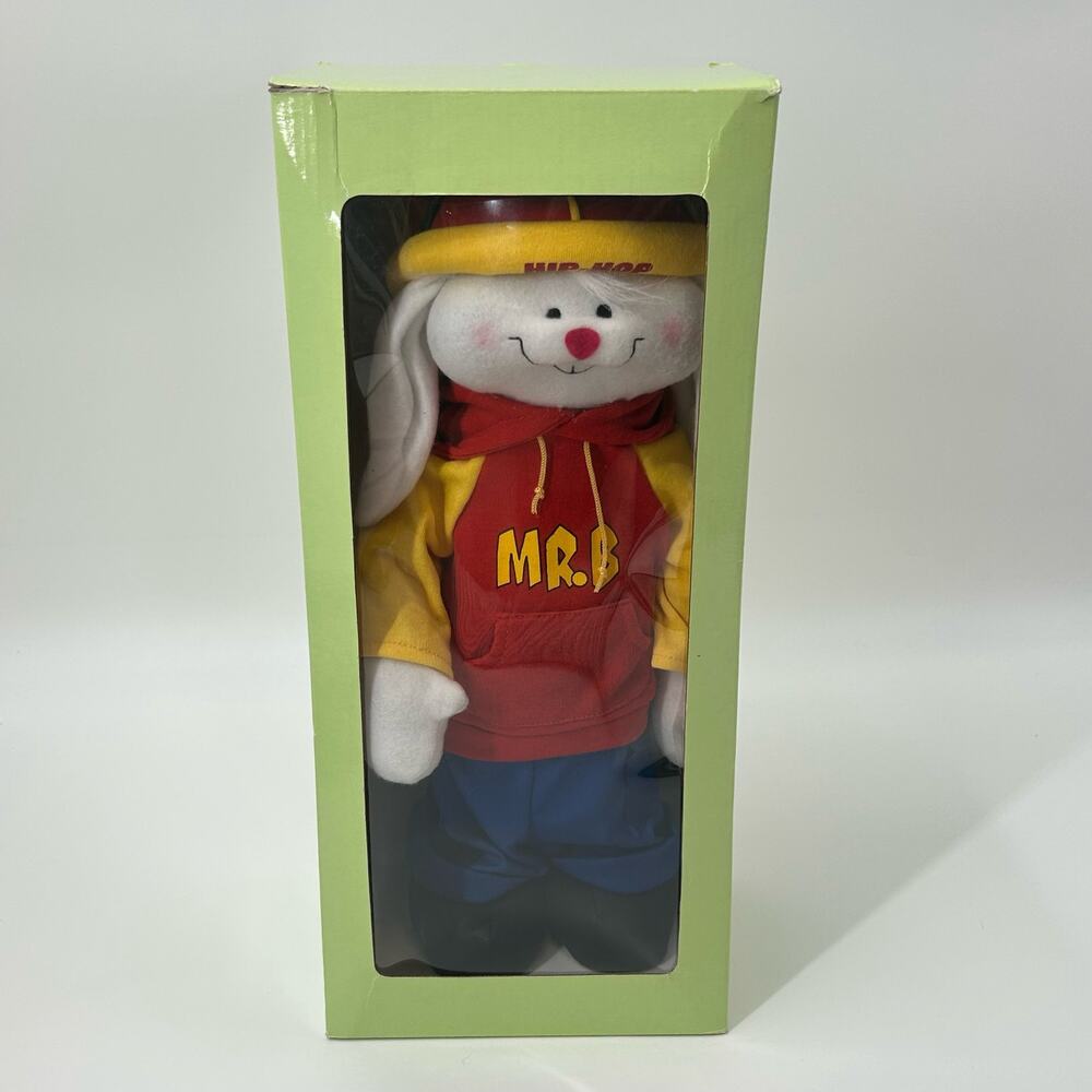 Mr. B The Rappin' Hip Hop Easter Bunny 14" NIB Coynes & Company Red Hoodie Toy